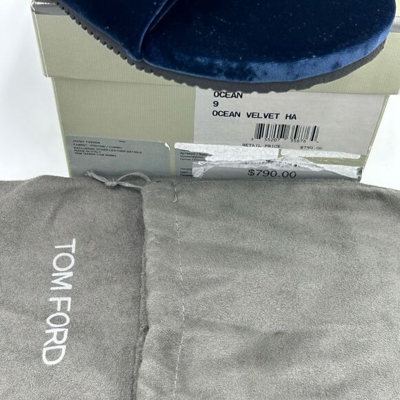 Men’s Tom Ford ocean blue velvet slippers size 9, made in Italy - Picture 7 of 9